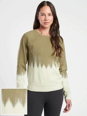 ATHLETA Women's Sundown Dip Dye Sweatshirt Size M In Shadow Olive